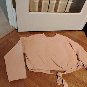 FABLETICS Anna Crop Tie Back Waffle Knit Sweatshirt XXS